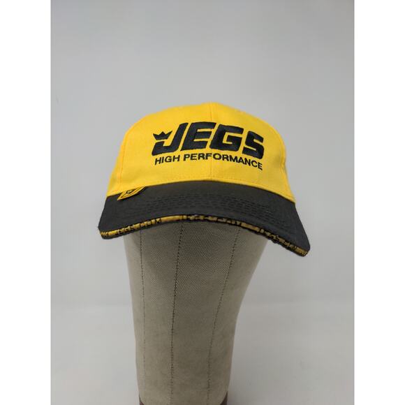 Jegs Headware High Performance  Strapback Hat Yellow & Black Embroidered Logo - Picture 2 of 8